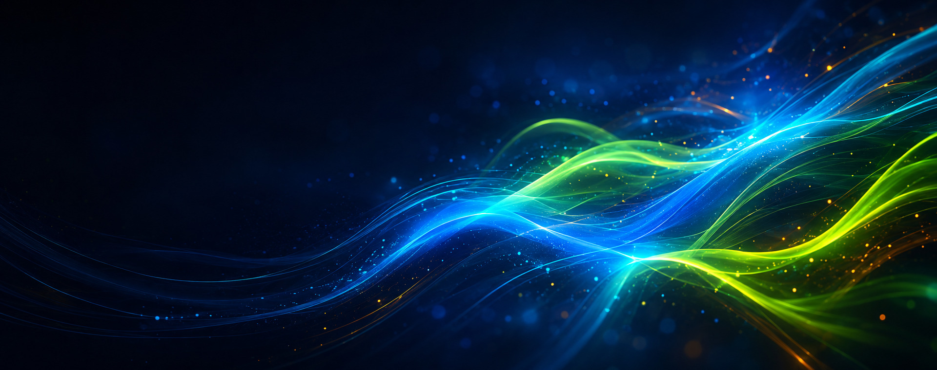 Neon light trails over a dark background